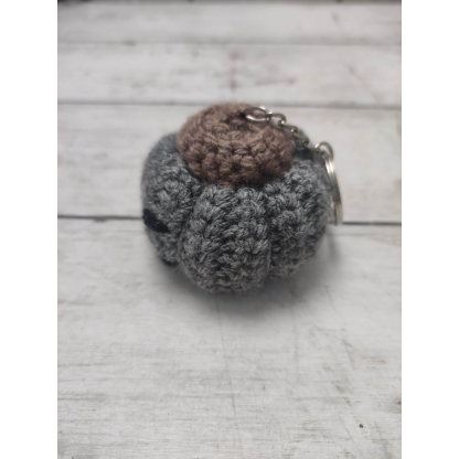 Handmade Crochet Pumpkin Keychain KnittedByBecks Grey