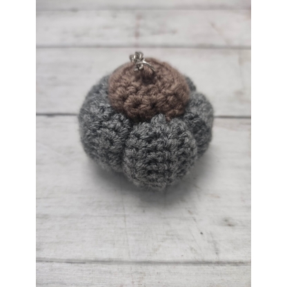 Handmade Crochet Pumpkin Keychain KnittedByBecks Grey