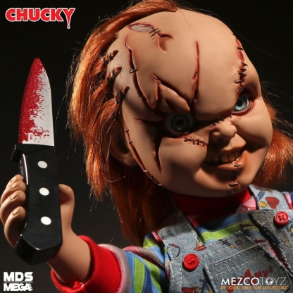 Chucky Scarred Childs Play Mezco MDS MEGA Figure With Sound. The star of five CHILD'S PLAY films, our Chucky figure features real cloth Good Guys clothing