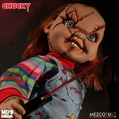 Chucky Scarred Childs Play Mezco MDS MEGA Figure With Sound. The star of five CHILD'S PLAY films, our Chucky figure features real cloth Good Guys clothing