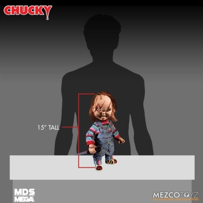 Chucky Scarred Childs Play Mezco MDS MEGA Figure With Sound. The star of five CHILD'S PLAY films, our Chucky figure features real cloth Good Guys clothing