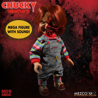 Child's Play 3 Talking Pizza Face Chucky Mezco Mega MDS