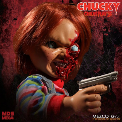 Child's Play 3 Talking Pizza Face Chucky Mezco Mega MDS