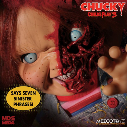 Child's Play 3 Talking Pizza Face Chucky Mezco Mega MDS