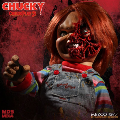 Child's Play 3 Talking Pizza Face Chucky Mezco Mega MDS