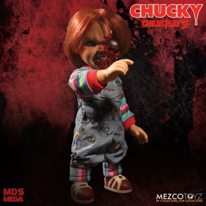 Child's Play 3 Talking Pizza Face Chucky Mezco Mega MDS