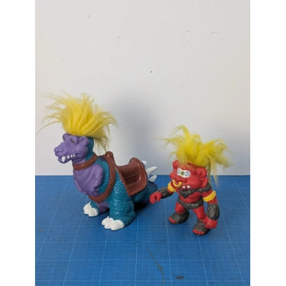Battle Trolls Trollasaurus & Bulls Eye Troll Figure Hasbro 1992