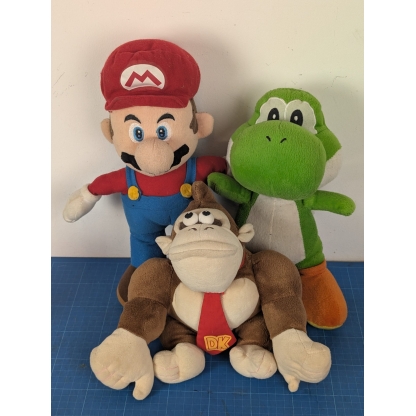 Mario Donkey Kong Yoshi Nintendo Plush Bundle 1 Plush have some wear/ tear from use as would be expected from soft toys from 2007 and could do with some TLC!