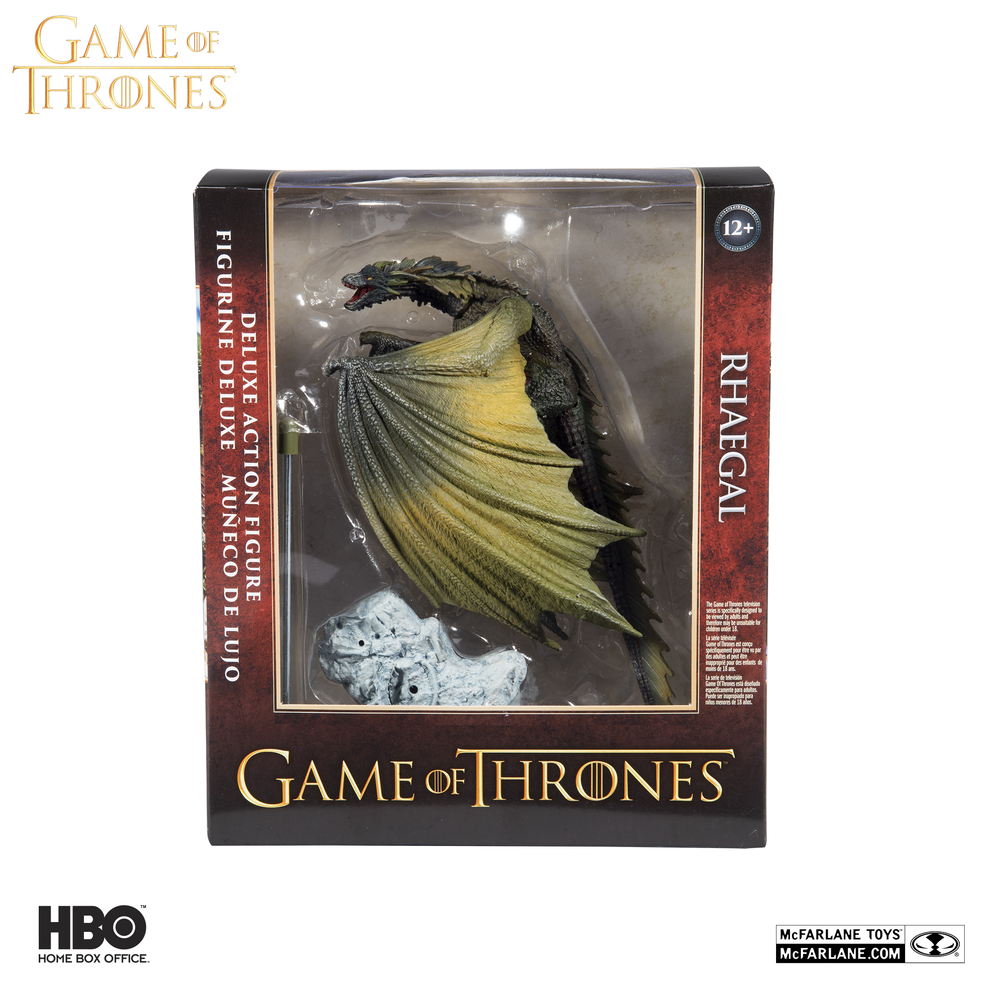 Game of Thrones Rhaegal deluxe dragon figure in its collector window box packaging.