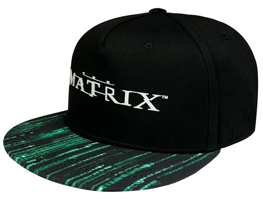 Official The Matrix Logo Snapback Cap Black Hat with 3D Rubberized Logo