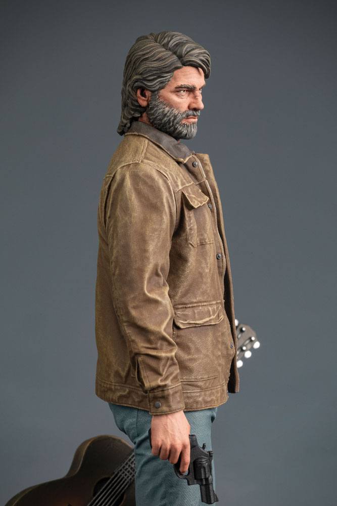 The Last of Us Part II Joel 9-inch PVC statue holding guitar and weapon.