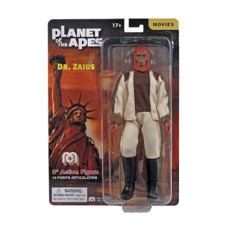 Mego 8-inch Dr. Zaius action figure wearing his signature orange and brown fabric robes from Planet of the Apes