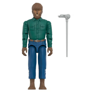 A 3.75-inch retro-style Wolf Man action figure in green clothing, displayed on its movie poster-themed cardboard backing.