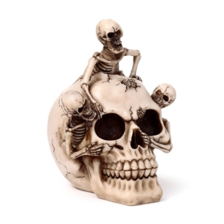 Skull with bursting skeletons gothic resin ornament